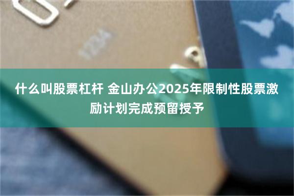什么叫股票杠杆 金山办公2025年限制性股票激励计划完成预留授予