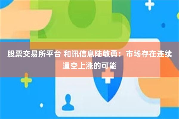 股票交易所平台 和讯信息陆敏勇：市场存在连续逼空上涨的可能