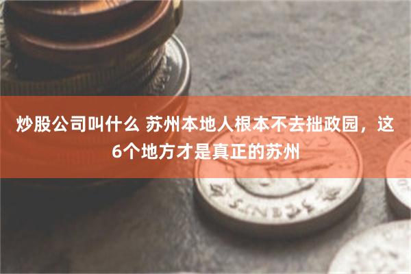 炒股公司叫什么 苏州本地人根本不去拙政园，这6个地方才是真正的苏州