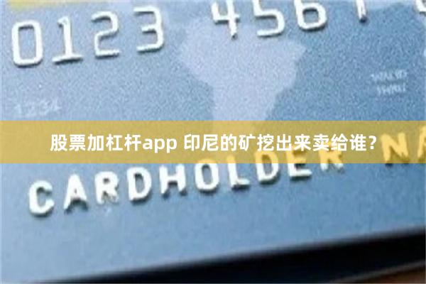 股票加杠杆app 印尼的矿挖出来卖给谁？