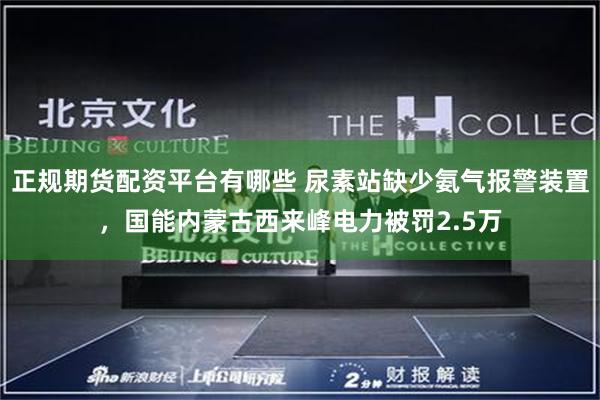 正规期货配资平台有哪些 尿素站缺少氨气报警装置，国能内蒙古西来峰电力被罚2.5万